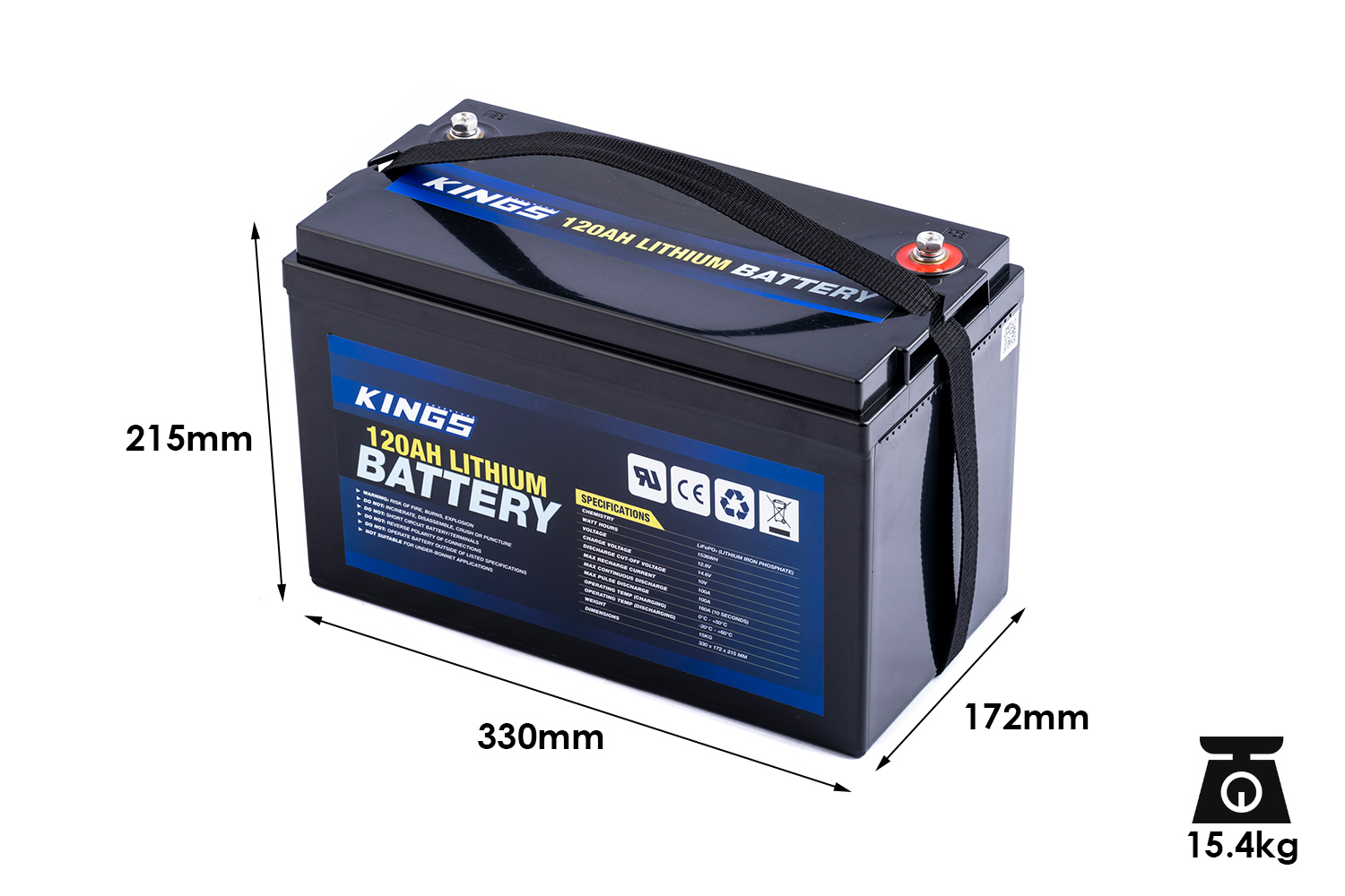 Adventure Kings 120Ah Lithium LiFePO4 Battery | Quality integrated BMS | 2000+ Cycles | Long Life